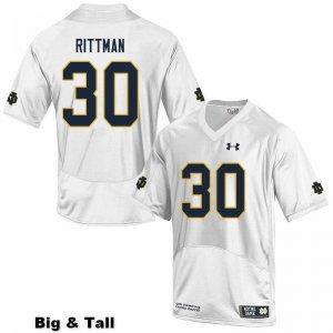 Notre Dame Fighting Irish Men's Jake Rittman #30 White Under Armour Authentic Stitched Big & Tall College NCAA Football Jersey THU3199XX